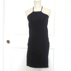 We Wore What | Cut out Midi Jersey knit Black Halter Dress